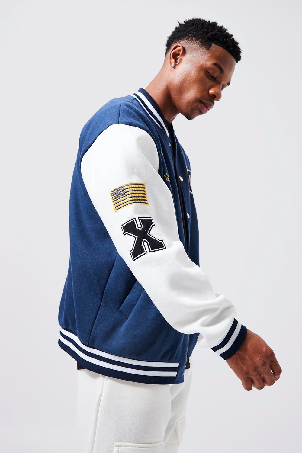 Bomber jacket with badges mens best sale