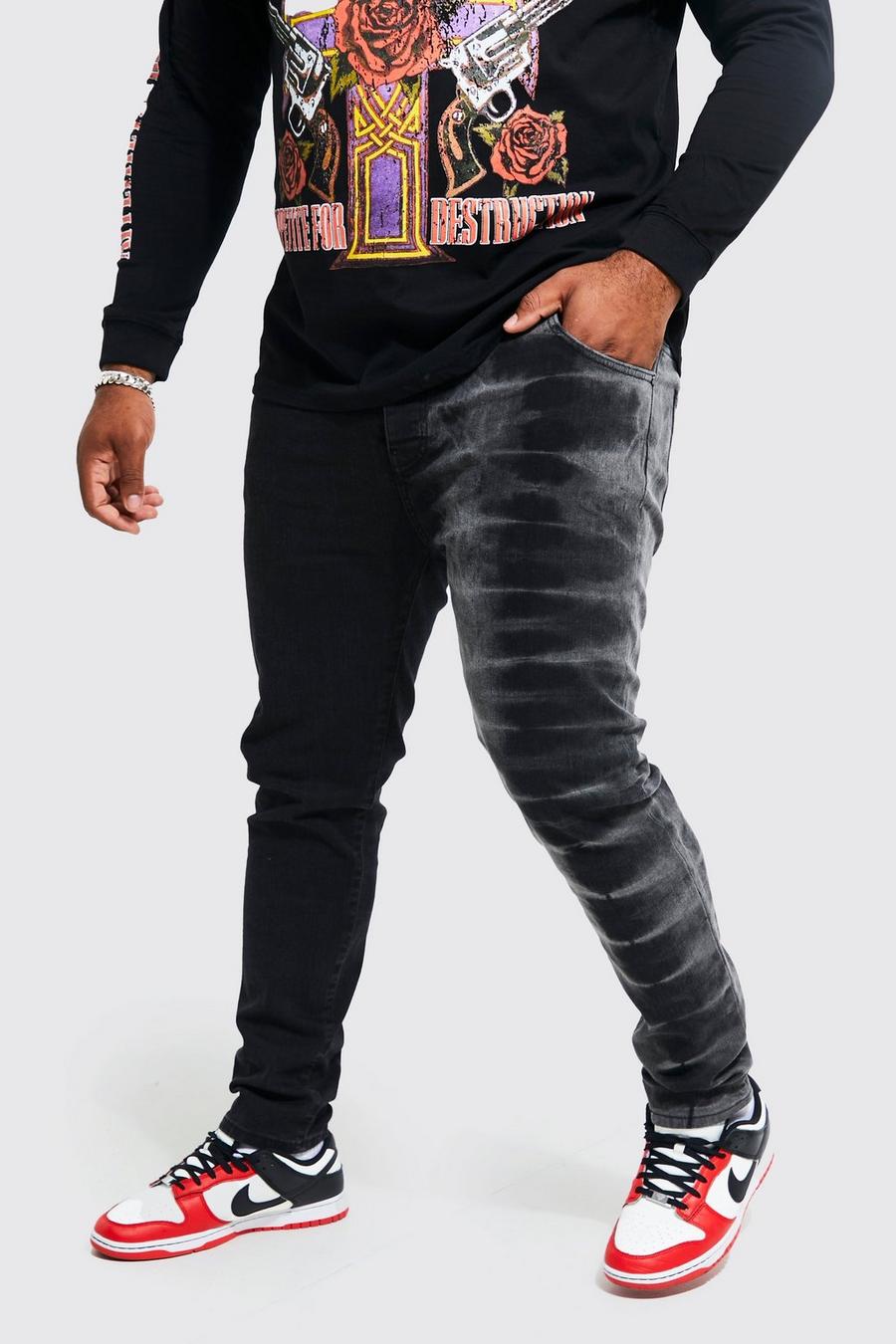 Grande taille - Jean skinny bicolore tie dye, Black image number 1