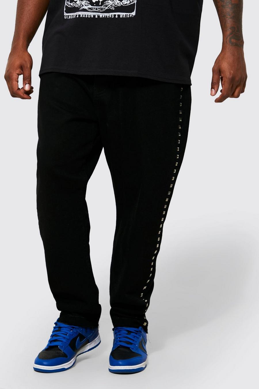 True black Plus Slim Fit Stud Detail Rigid Denim Jean