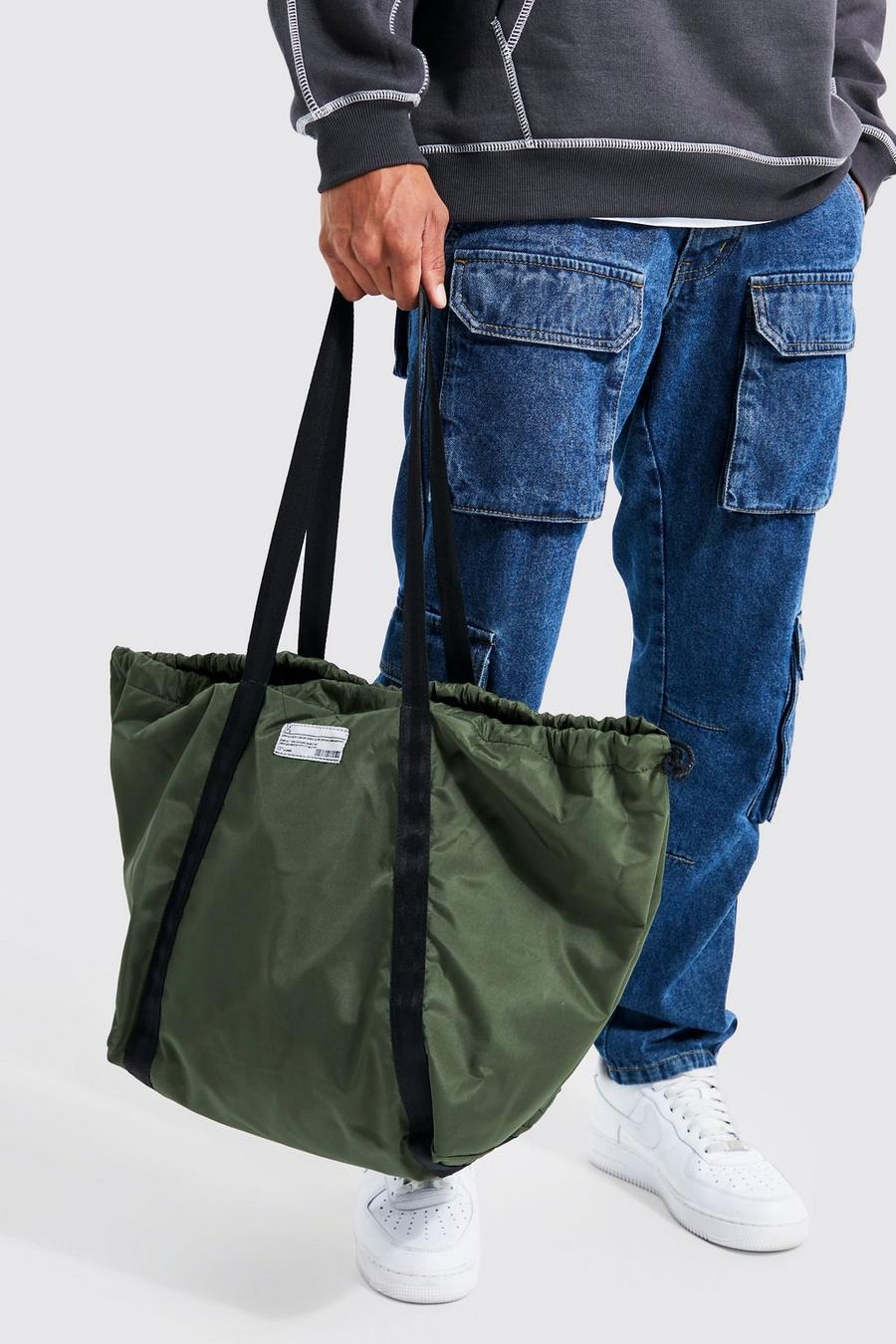Khaki Adjustable Nylon Tote Bag