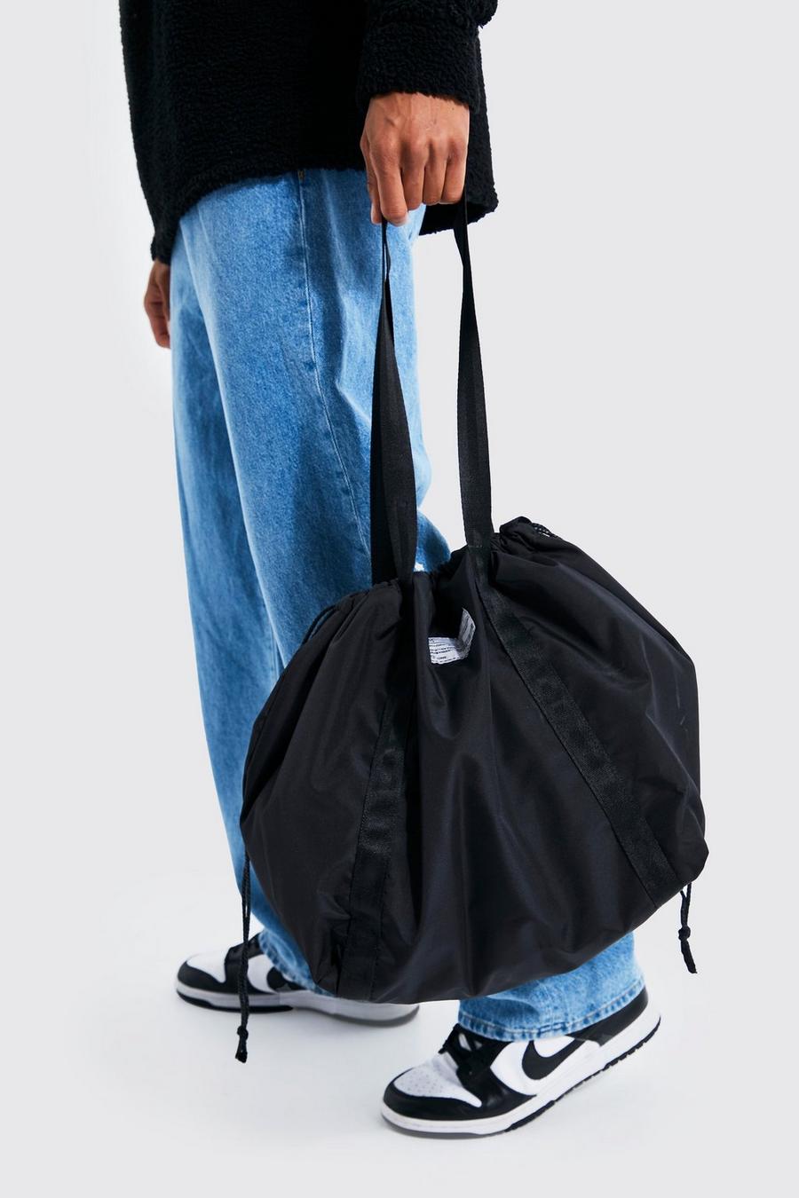 Black Adjustable Nylon Tote Bag image number 1