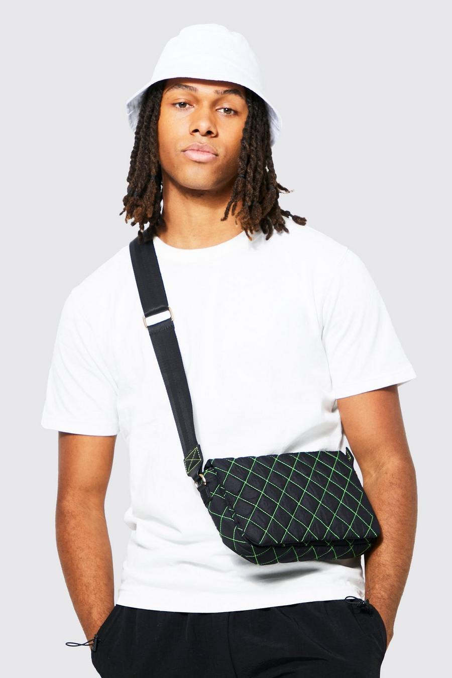 Black Nylon Quilted Cross Body Bag image number 1