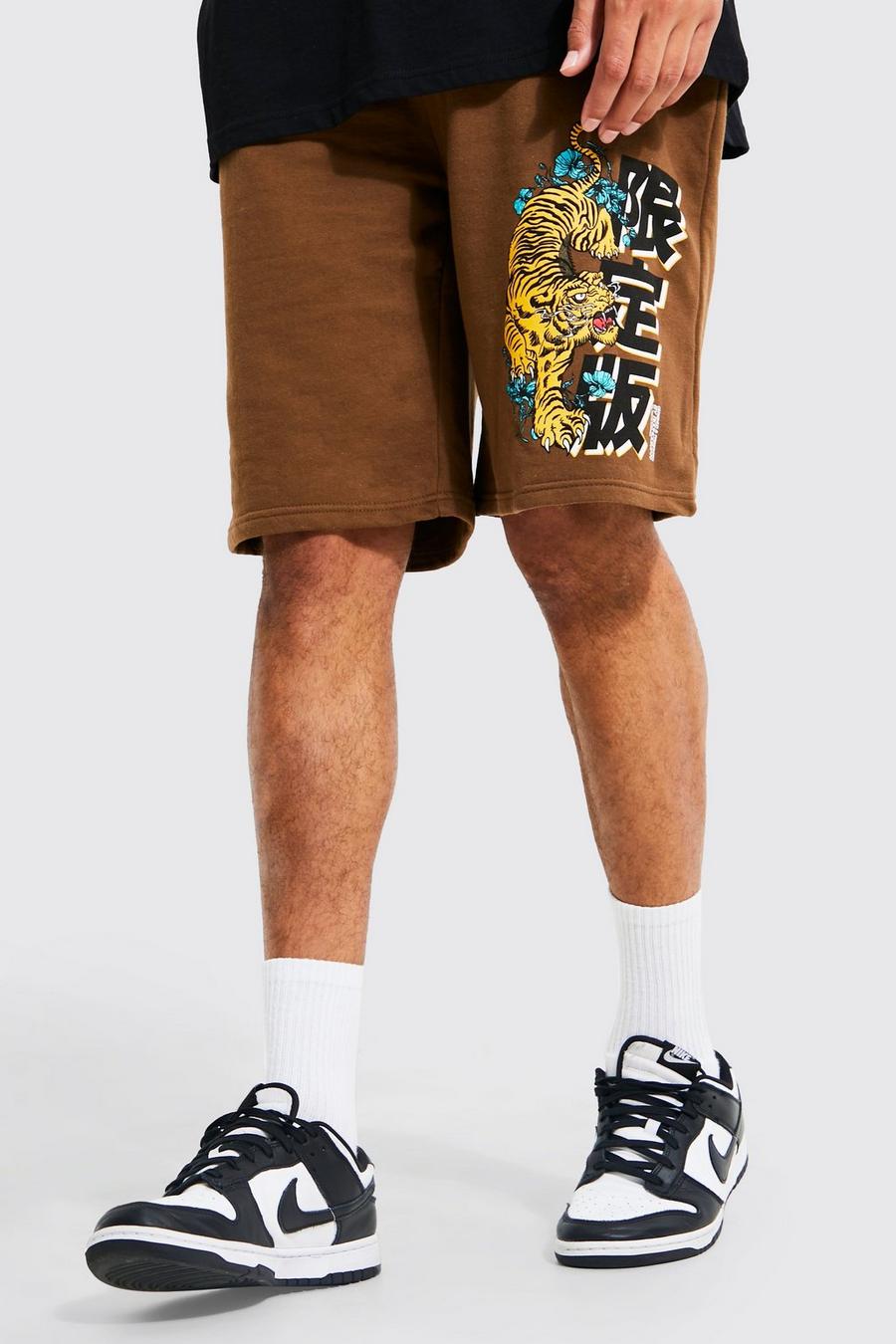 Chocolate Tall Tiger Print Jersey Short image number 1