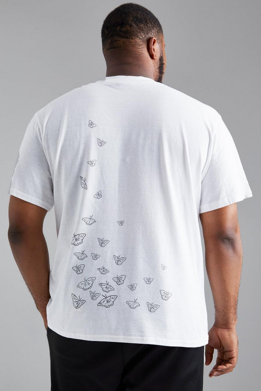White Plus Oversized Man Butterfly Graphic T-shirt image number 1