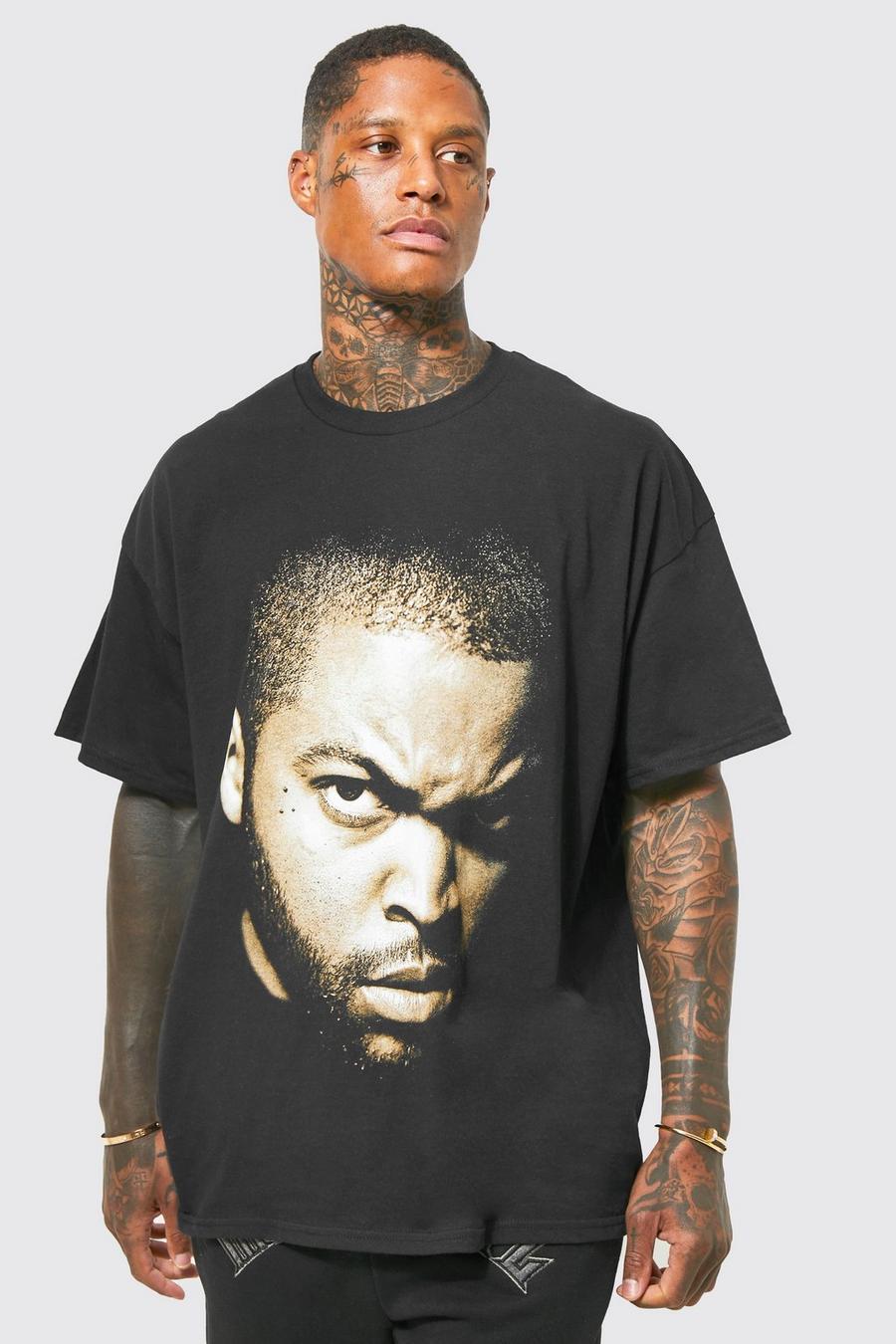 Black Oversized Ice Cube Photo License T-shirt image number 1