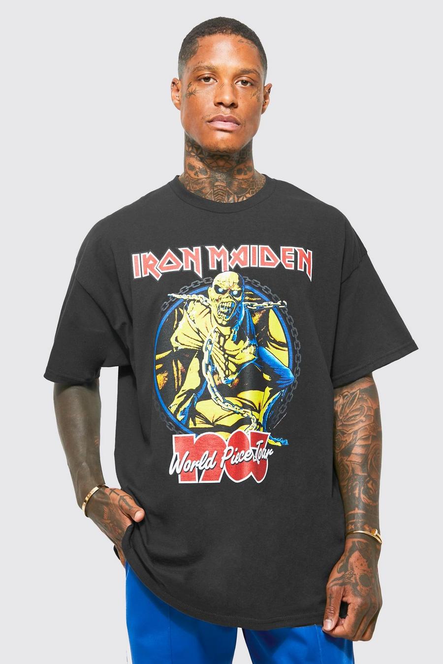 Camiseta oversize con estampado de Iron Maiden, Black nero image number 1