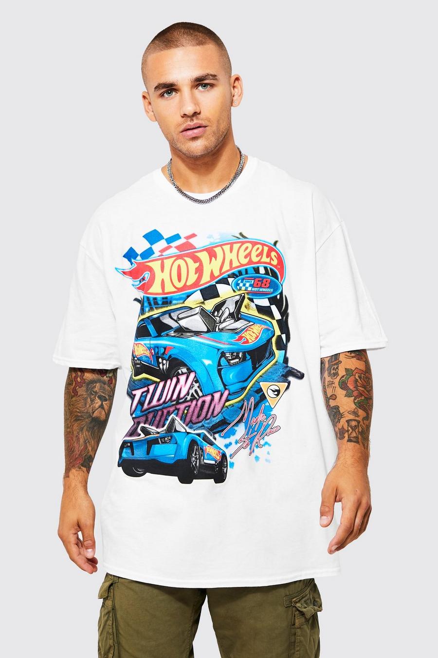 T-shirt oversize à imprimé Hot Wheels, White image number 1