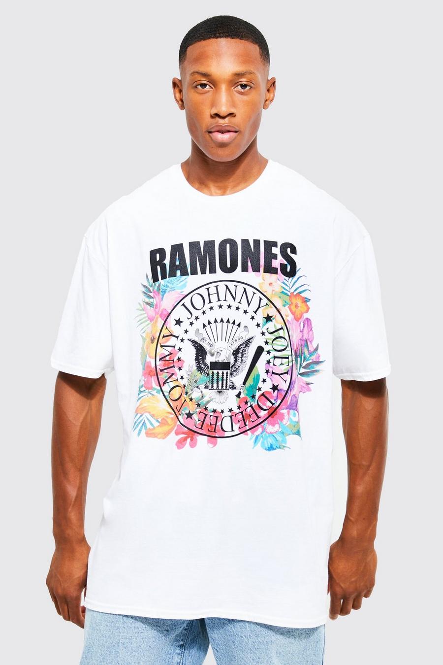 White weiß Oversized Ramones License T-shirt