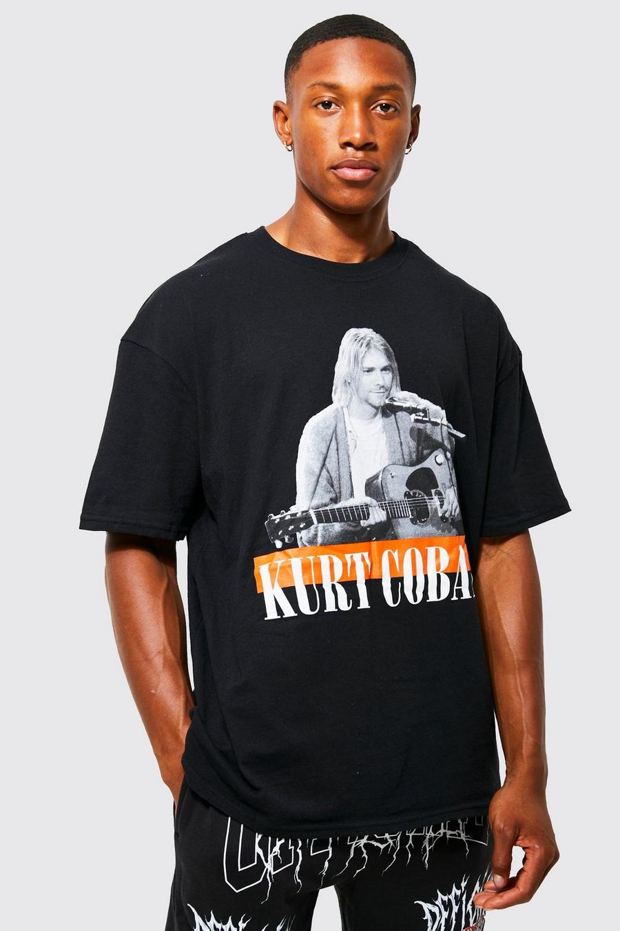 Black Oversized Kurt Cobain License T-shirt image number 1