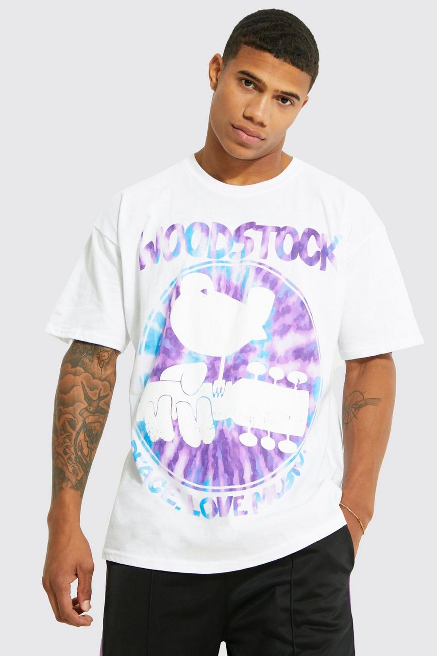 T-shirt oversize ufficiale Woodstock, White bianco
