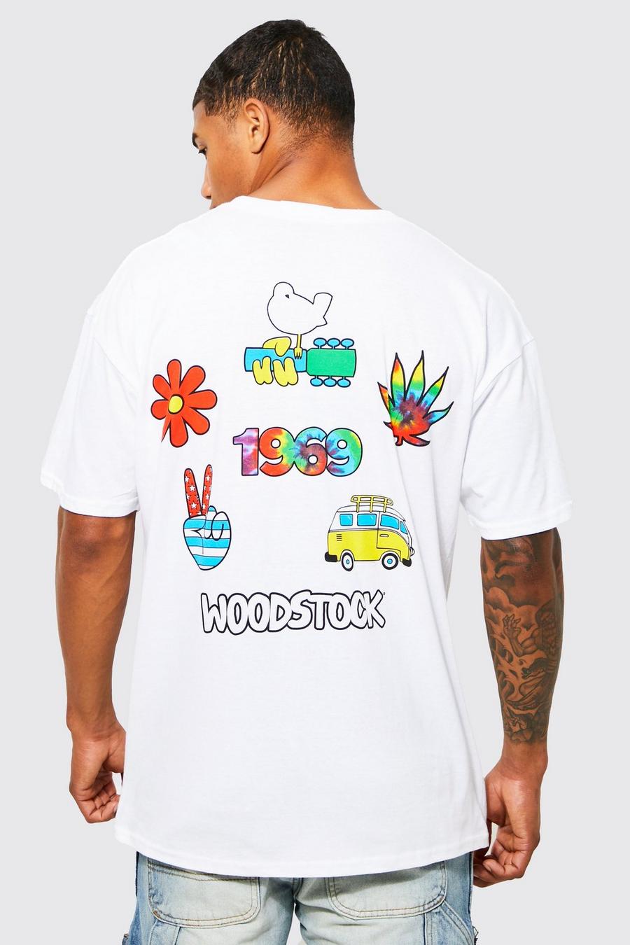Camiseta oversize con estampado de Woodstock, White image number 1