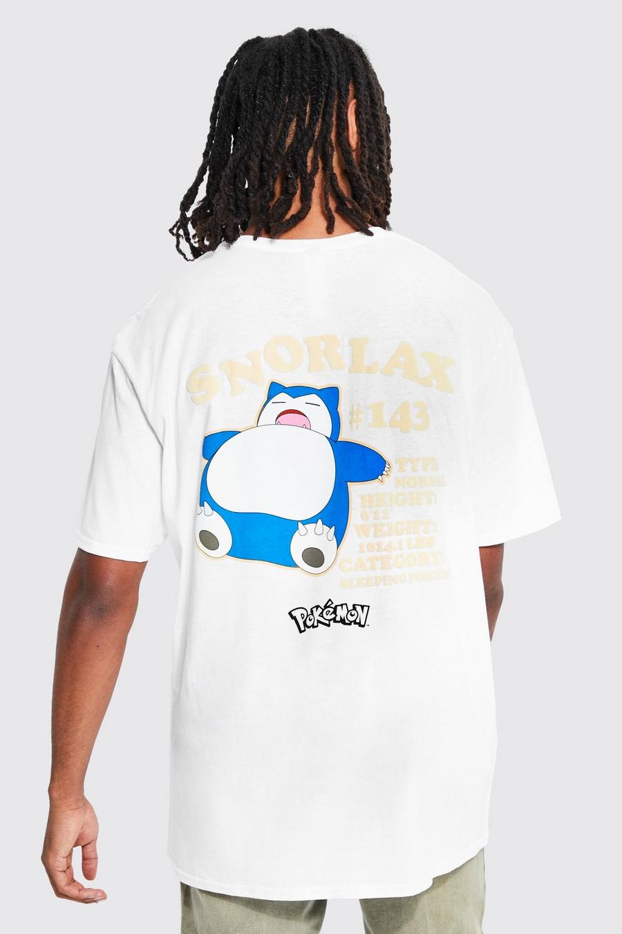 White vit Oversized Pokemon Snorlax License T-shirt image number 1