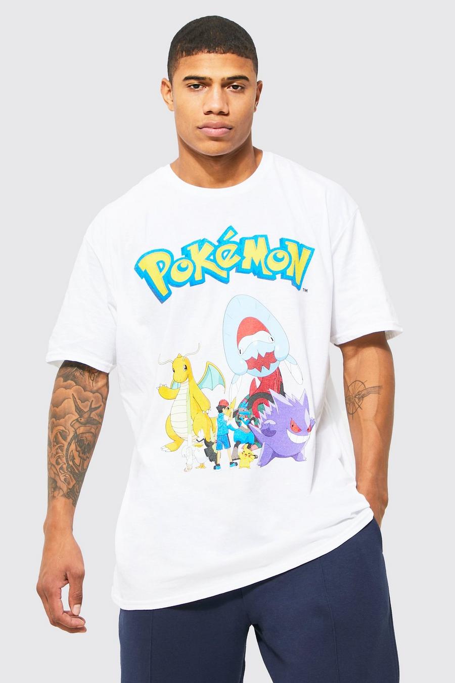 White Oversized Pokemon License T-shirt image number 1