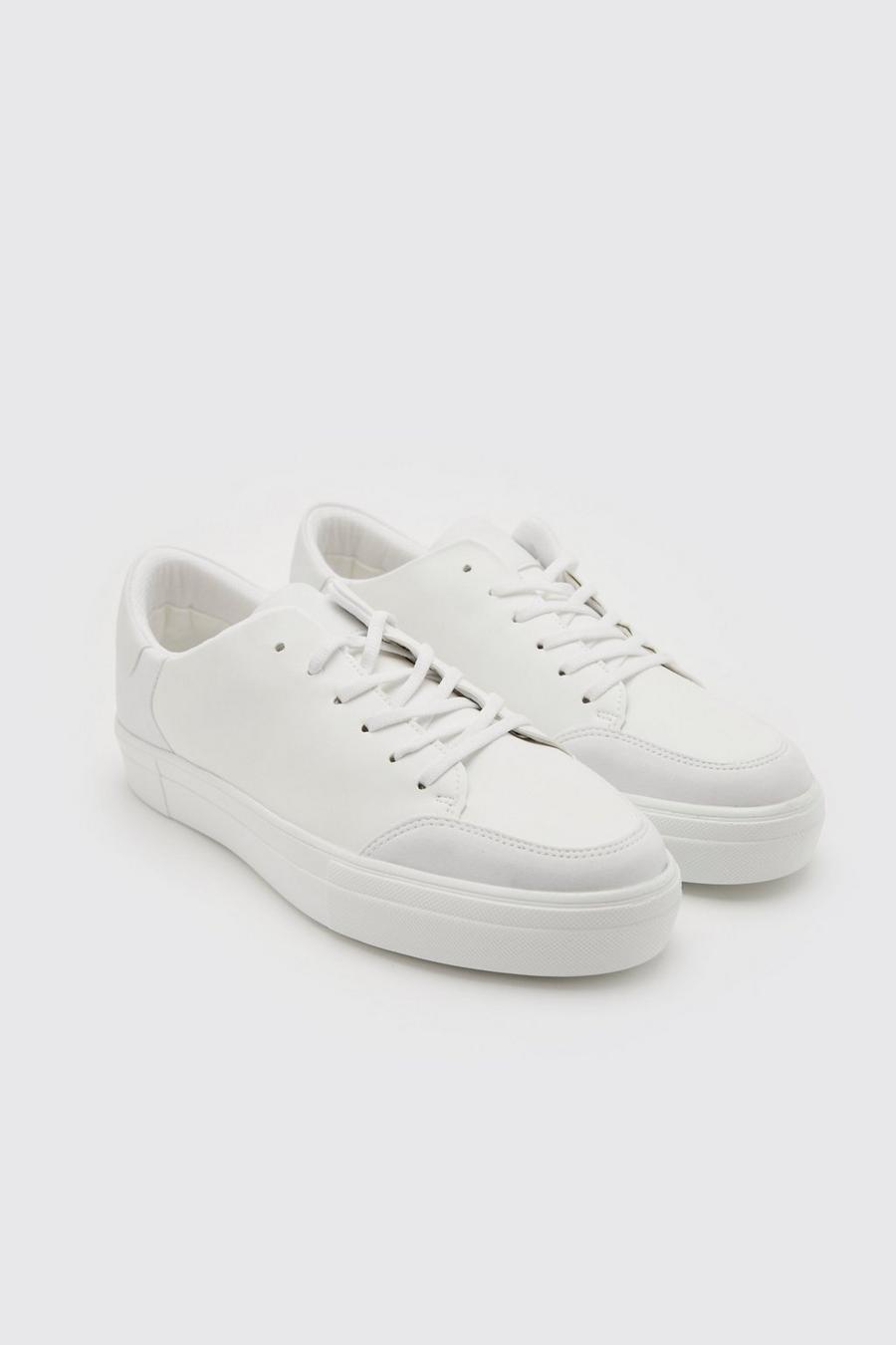 לבן blanco נעלי ספורט אלגנטיות עם פאנל בצבע מנוגד image number 1