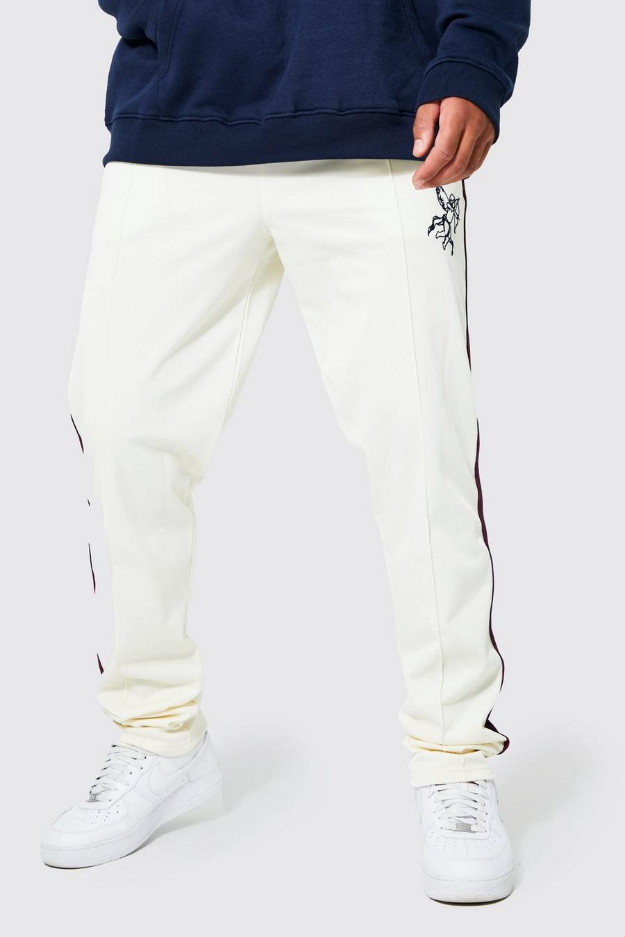 Ecru Tall Straight Fit Tricot Tape Joggers image number 1