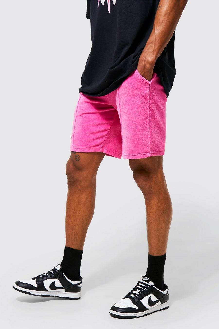 Pink Shorts i velour med brodyr