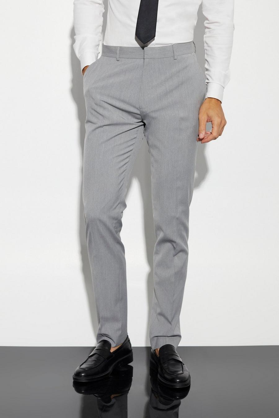 אפור gris מכנסי חליפה בגזרה צרה לגברים גבוהים