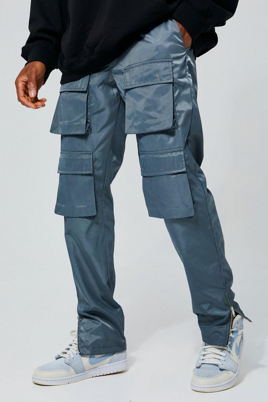 Pantalón cargo elegante ajustado, Slate blue image number 1