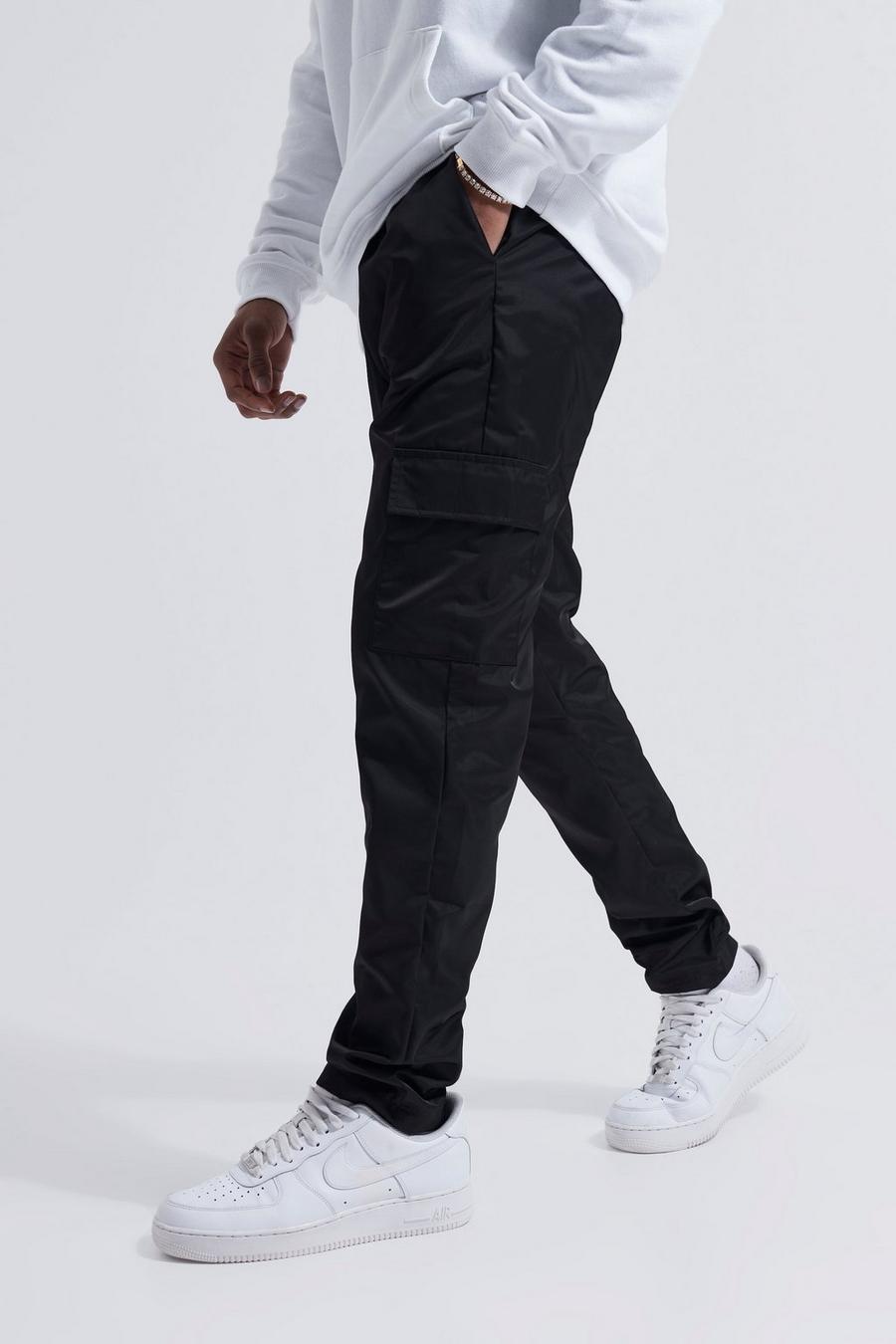 Black Fixed Waist Slim Fit Smart Cargo Trouser image number 1