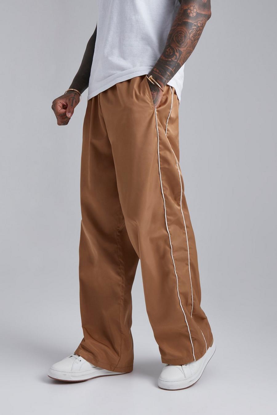 Pantaloni Smart ampi con laccetti, Tobacco marrone