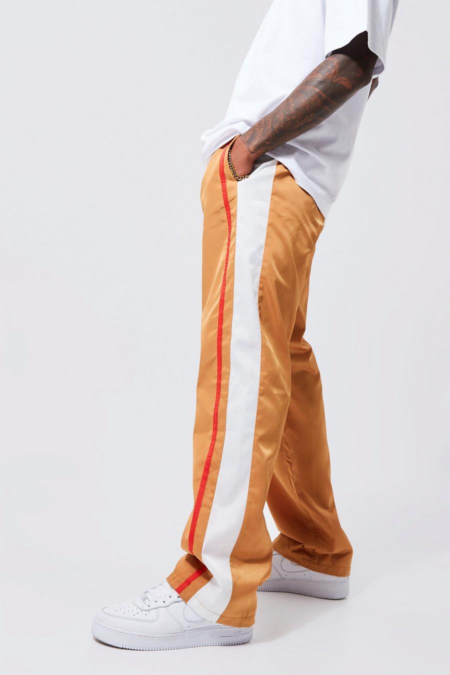 Pantalón holgado elegante con panel lateral, Camel image number 1