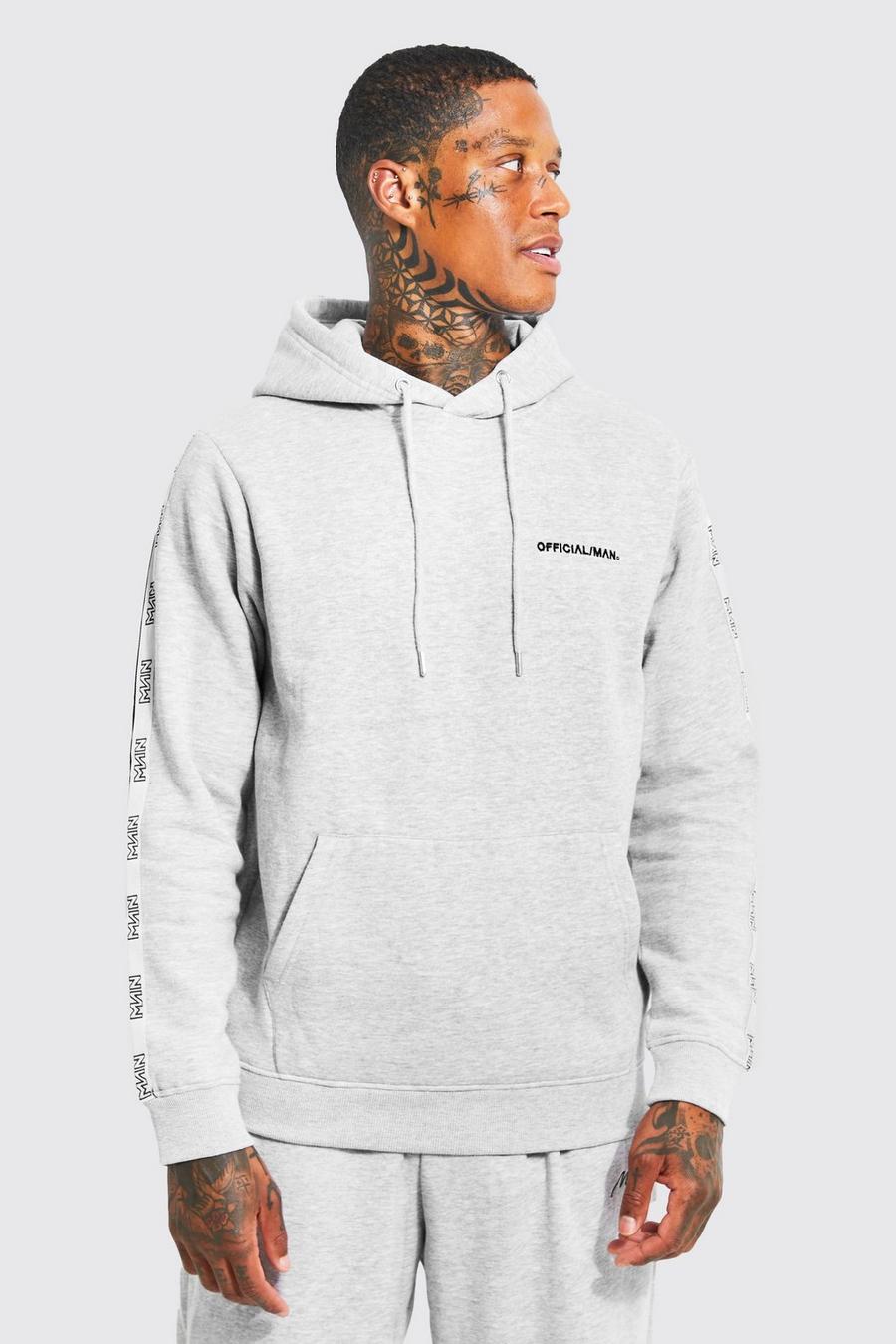 Grey marl Official MAN Hoodie med kantband