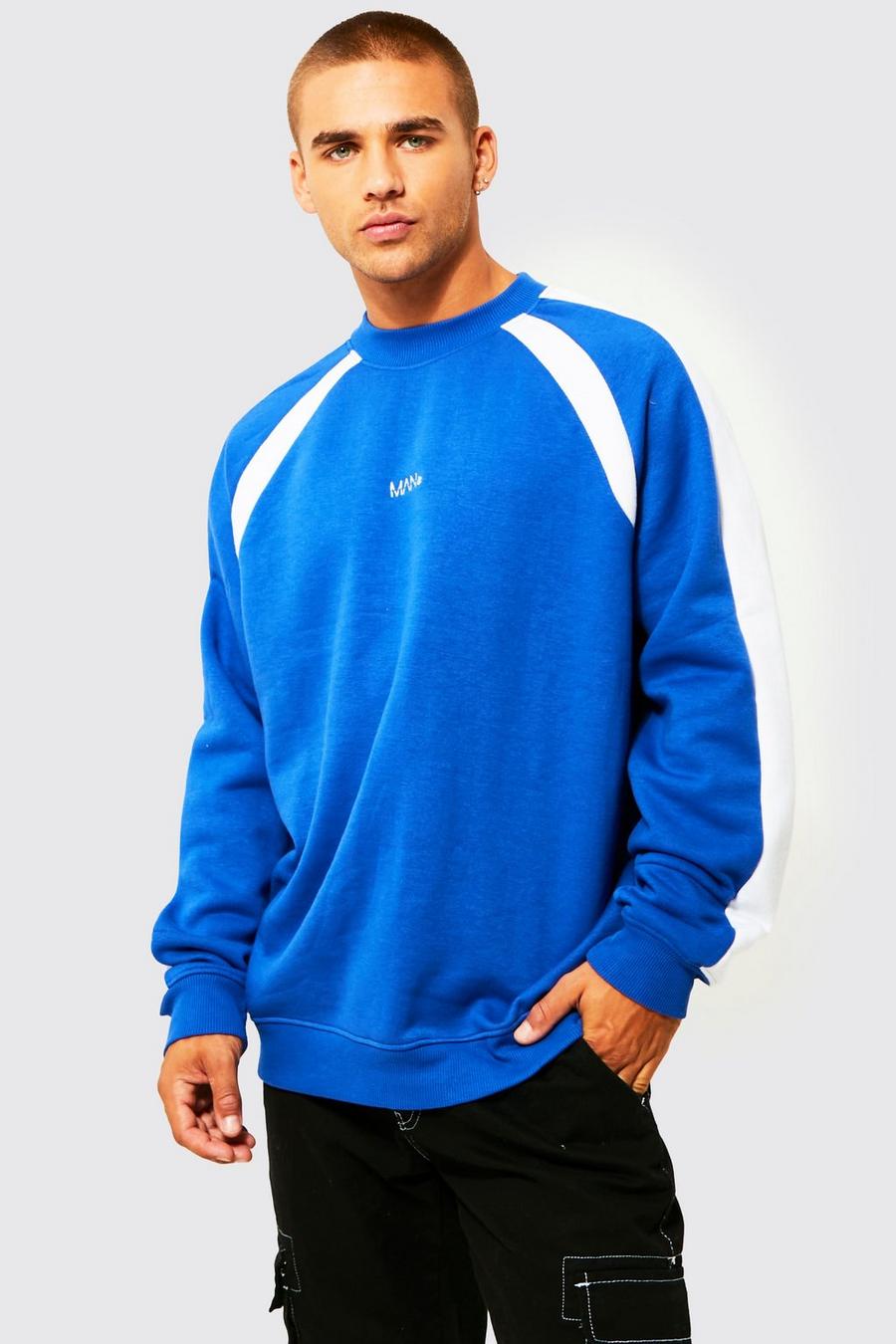 Cobalt blå Oversized Colour Block Sweatshirt