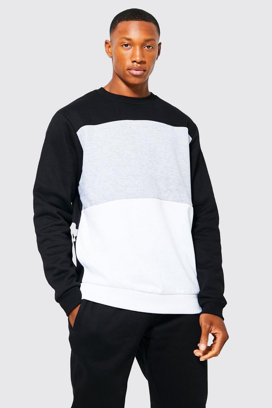 Black Colour Block Sweatshirt image number 1