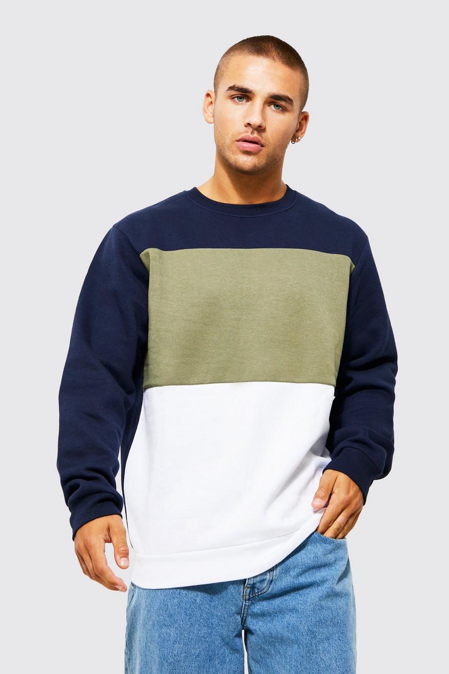 Navy marineblau Colour Block Sweatshirt