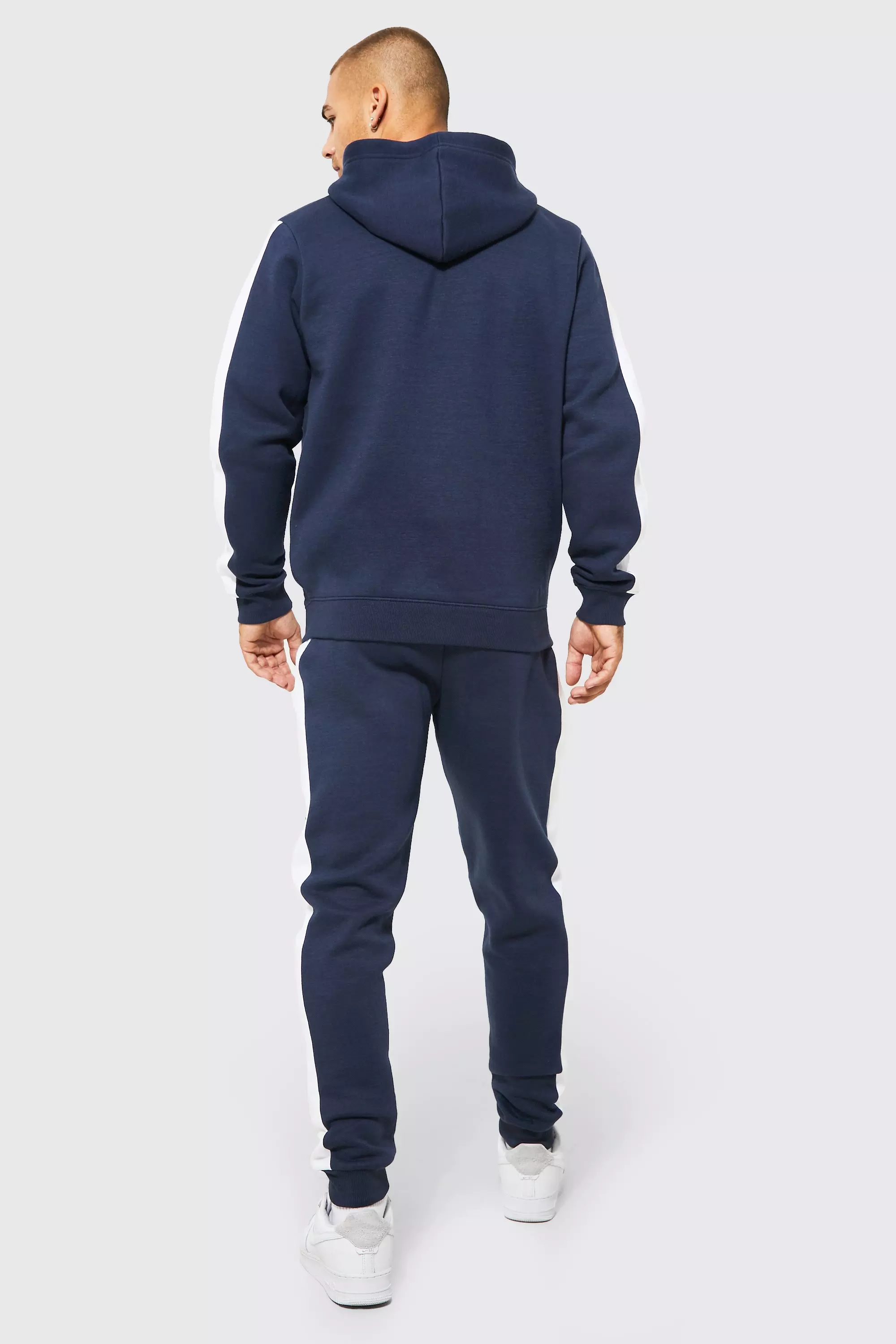 Navy Man Side Panel Zip Through Hooded Tracksuit alternative image