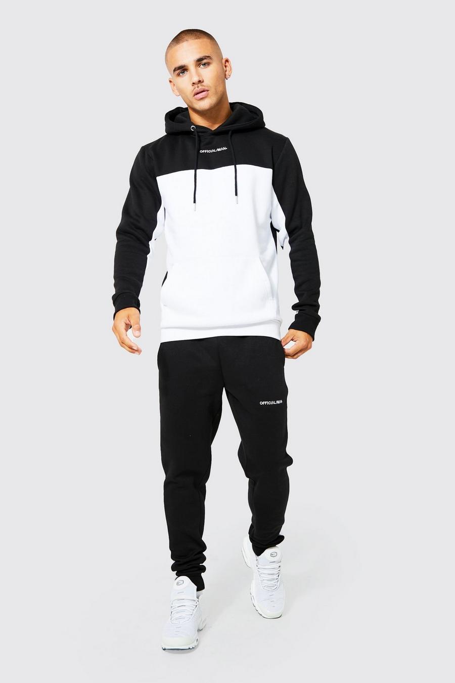 Black Official Colour Block Hooded Tracksuit