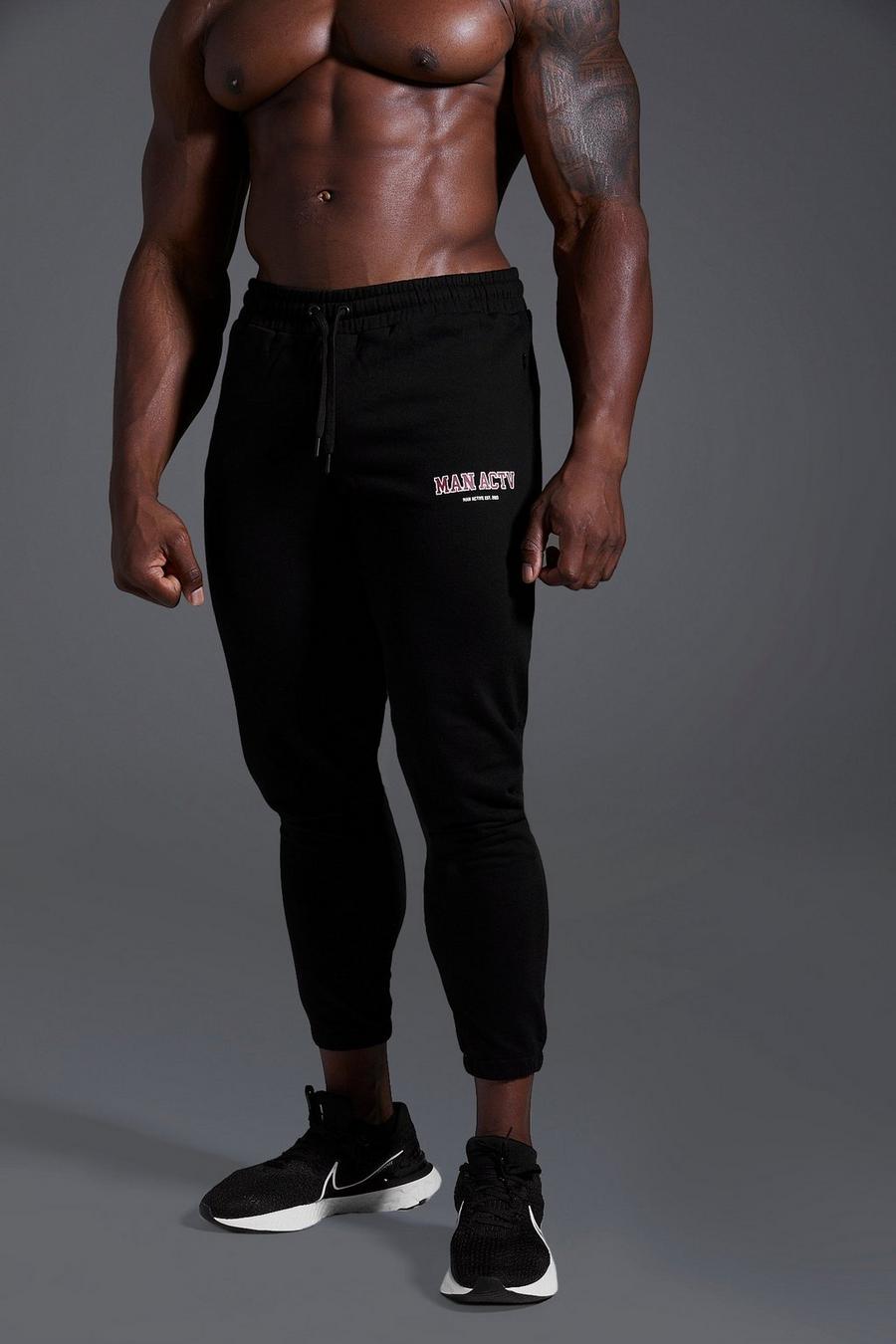 שחור negro מכנסי טרנינג ספורטיביים לחדר הכושר עם כיתוב Man image number 1