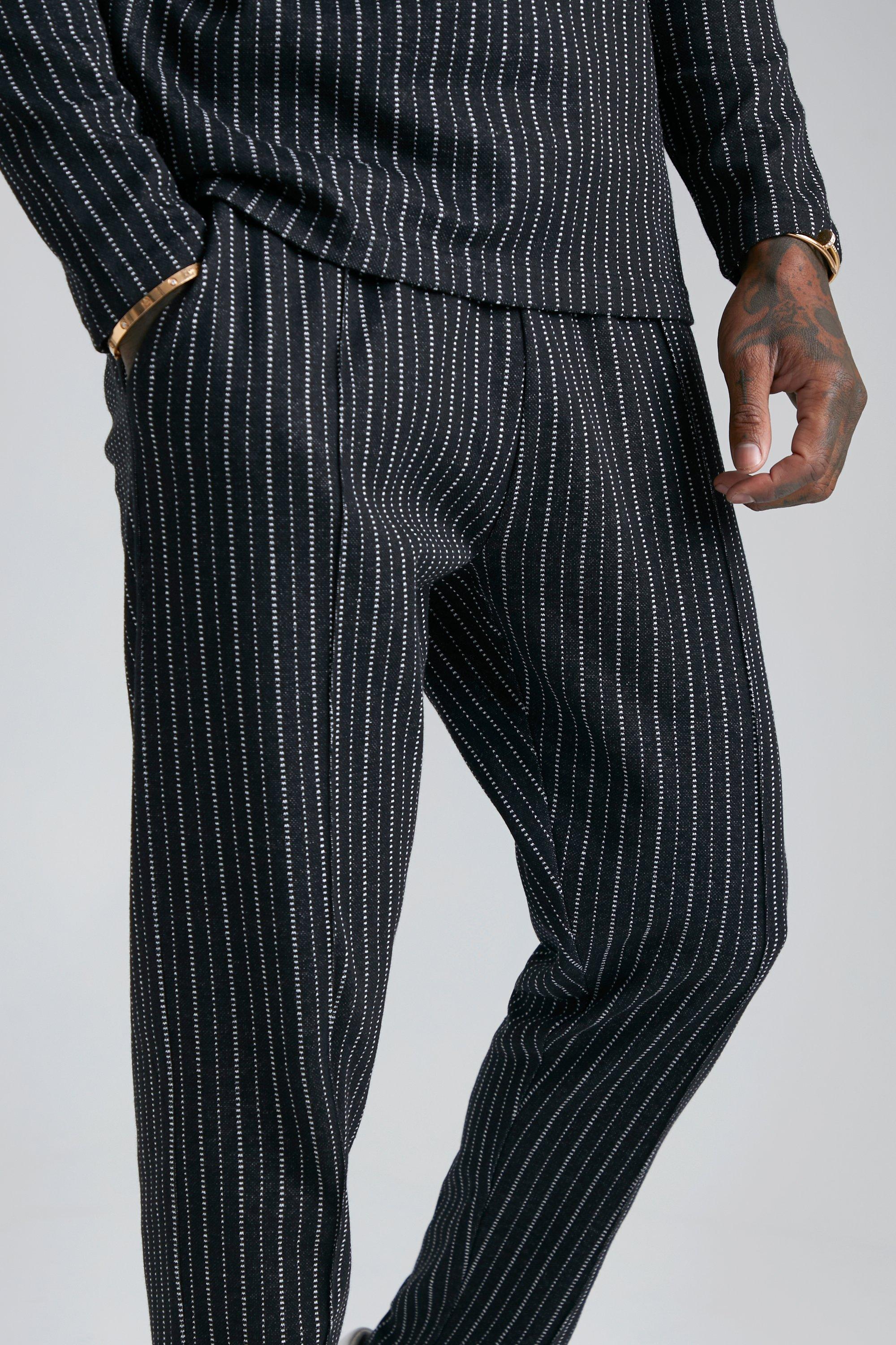 Stripe Jacquard Tapered Trousers+apple-en.jp