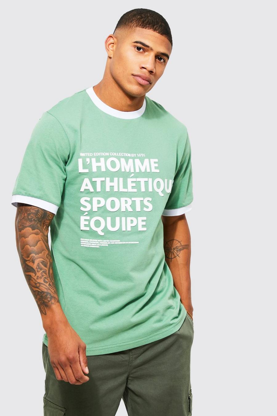 T-Shirt mit High Build Print, Green vert