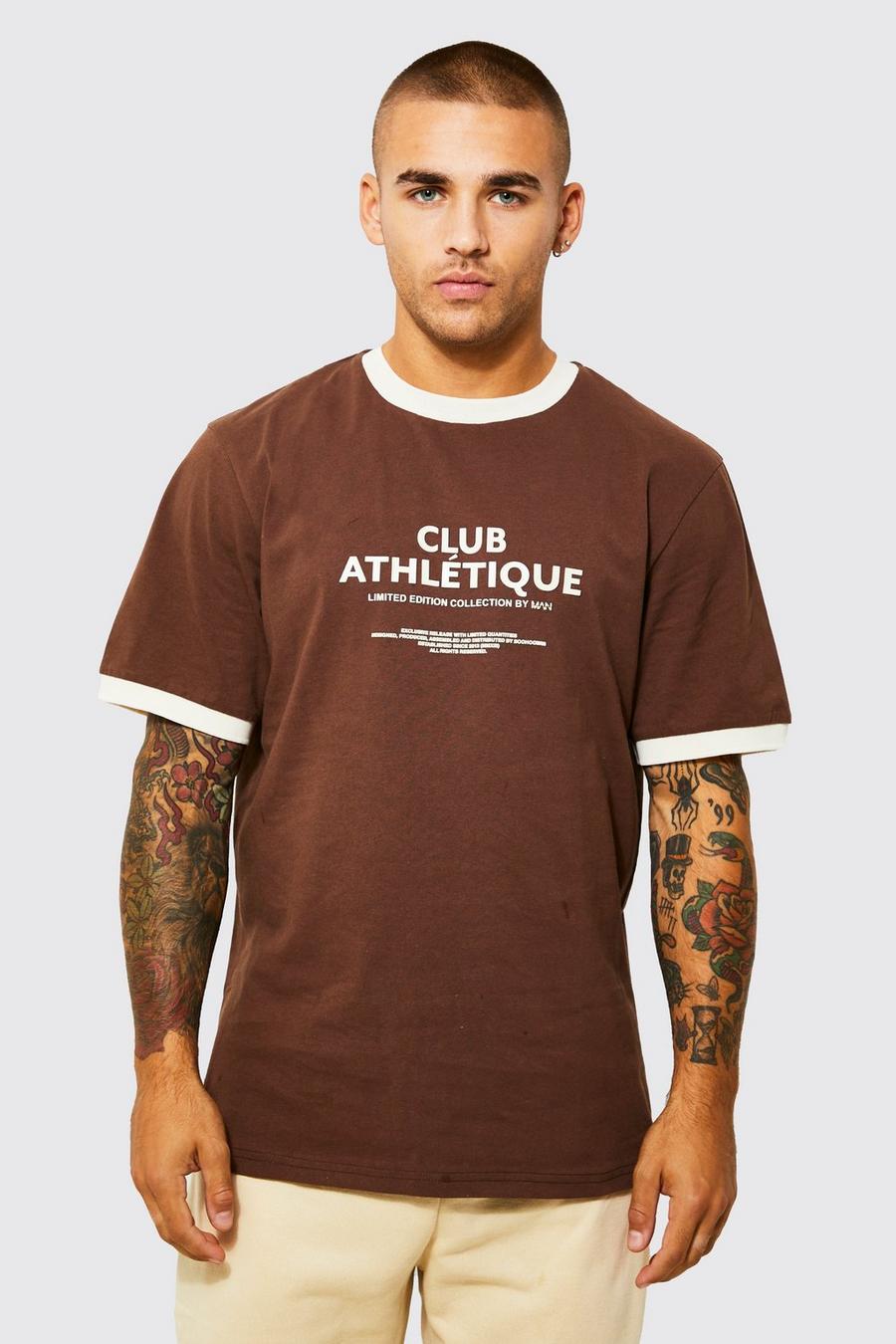 Chocolate brown High Build Text Graphic T-shirt