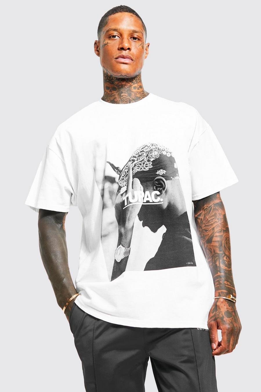 White Oversized Tupac License T-shirt image number 1