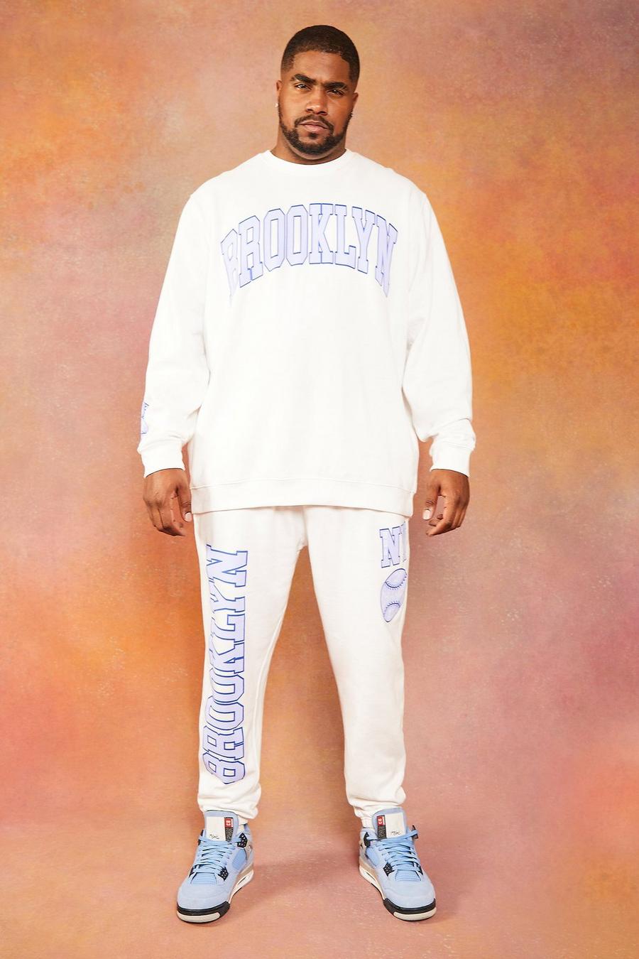 White Plus Brooklyn Varsity Graphic Sweat Tracksuit image number 1