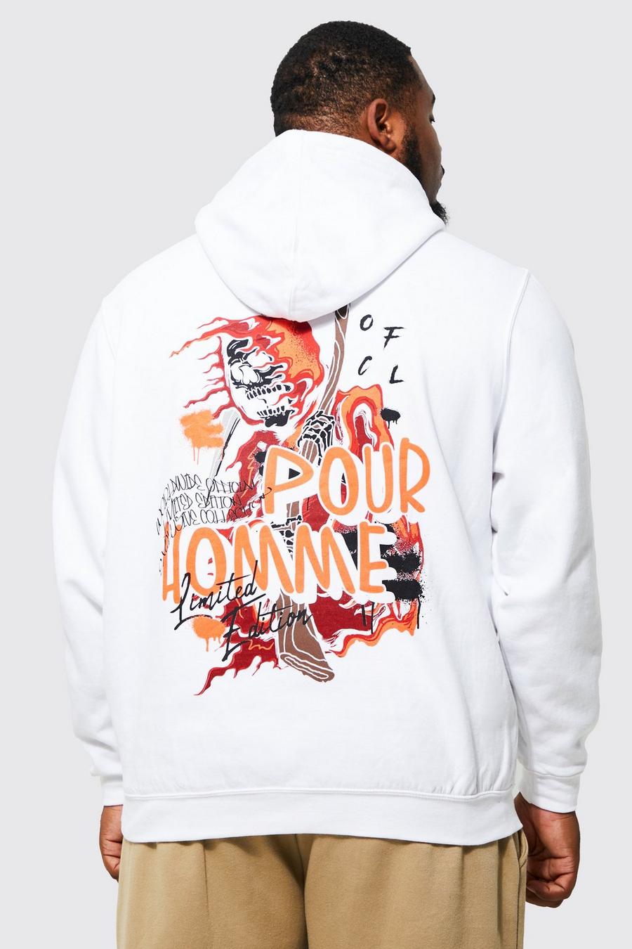 White Plus Pour Homme Skeleton Graphic Hoodie image number 1