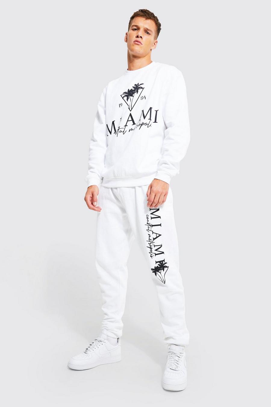 White Tall Miami Graphic Sweat Tracksuit image number 1