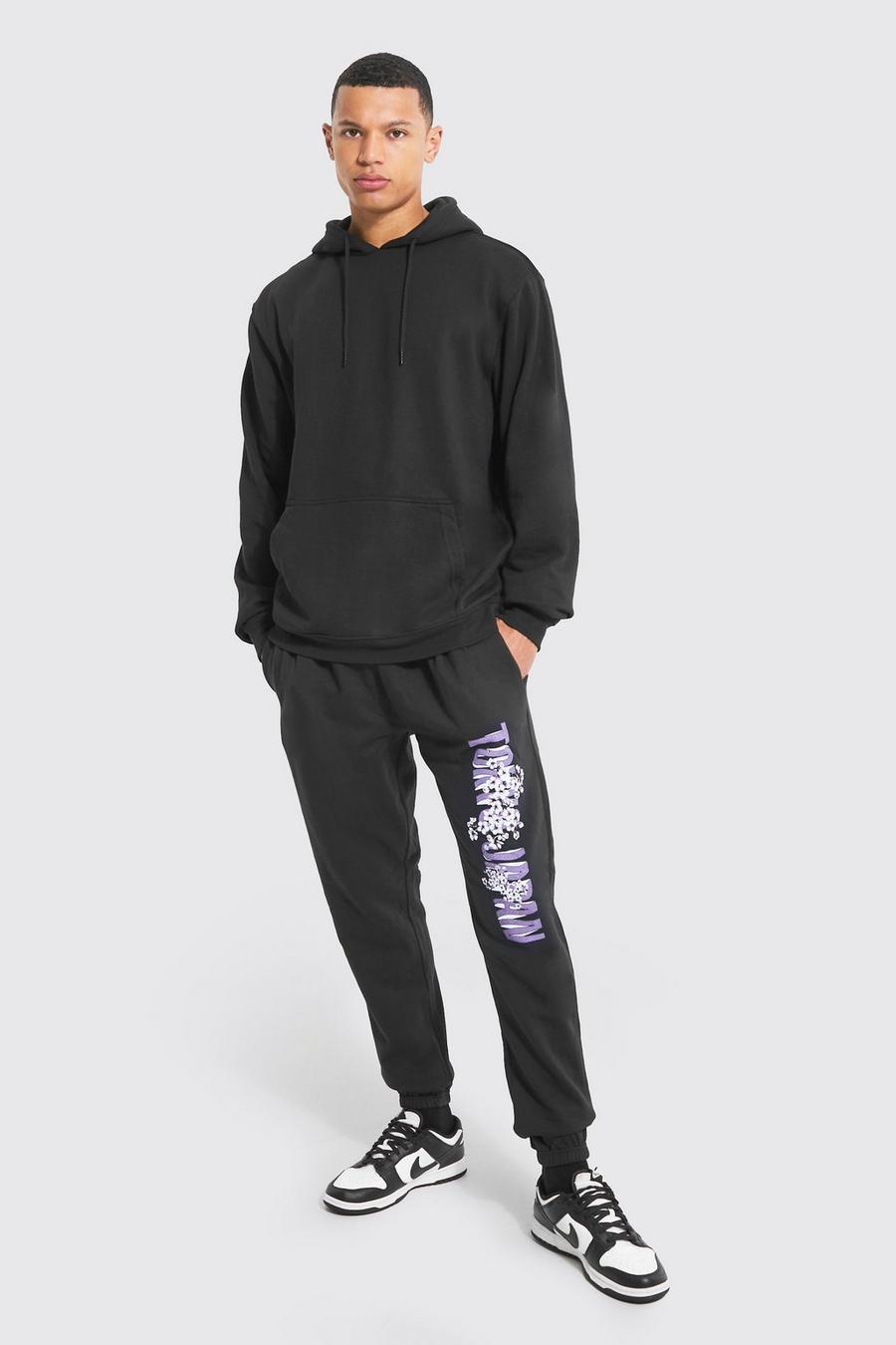 Men's Tall Cherry Blossom Graphic Hooded Tracksuit | Boohoo UK