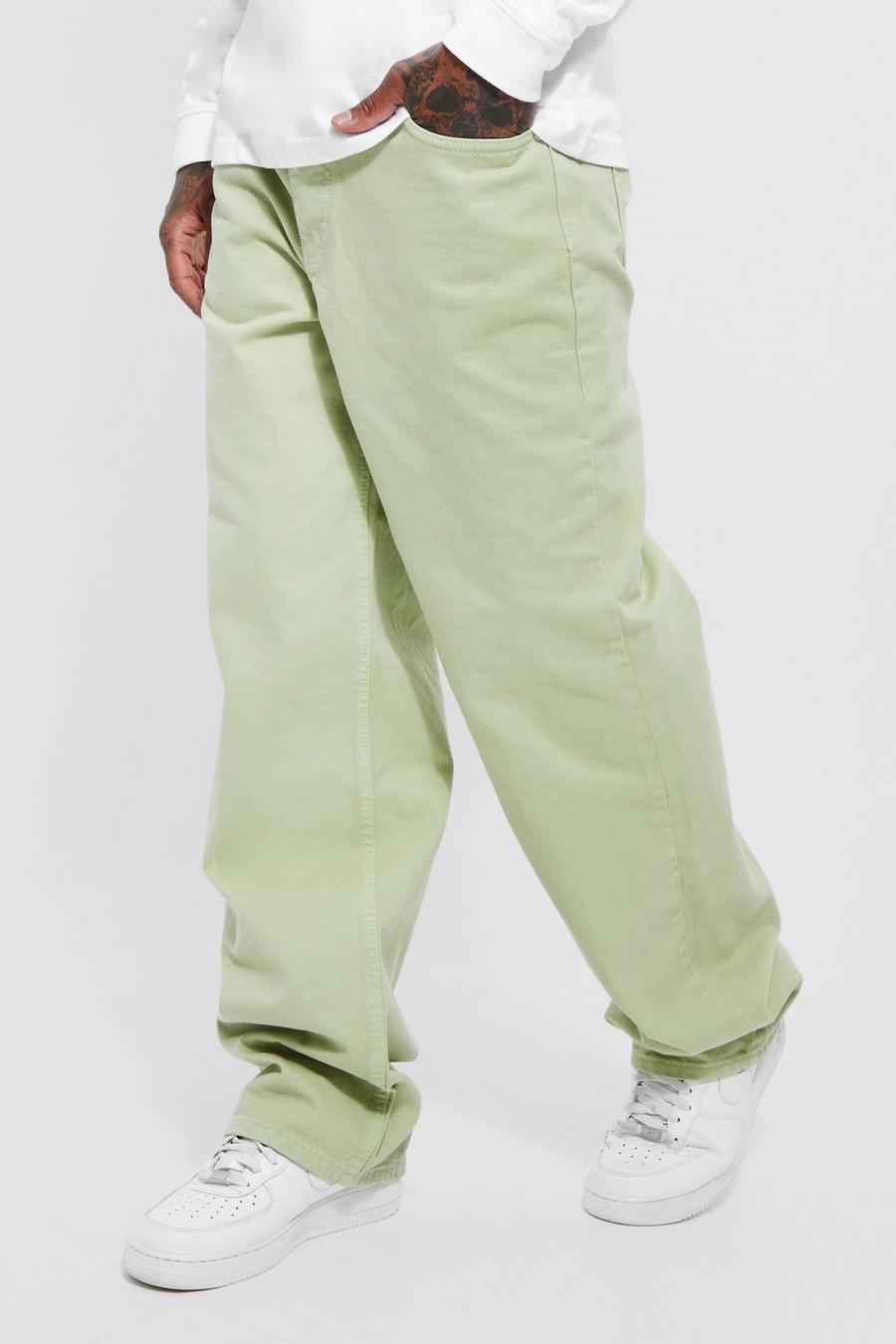 Lime grön Överfärgade baggy jeans