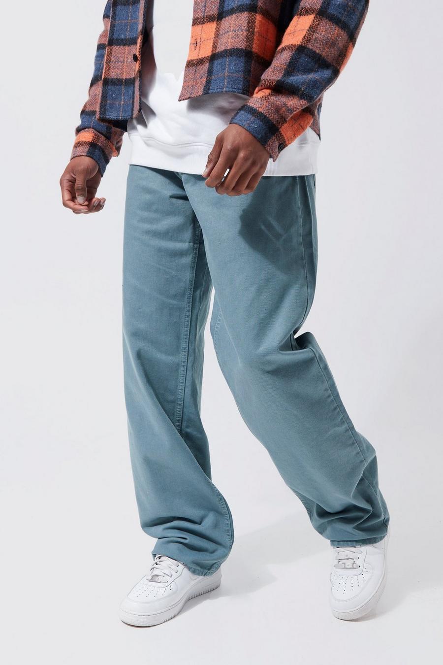 Dusty blue Baggy Fit Overdye Jeans image number 1