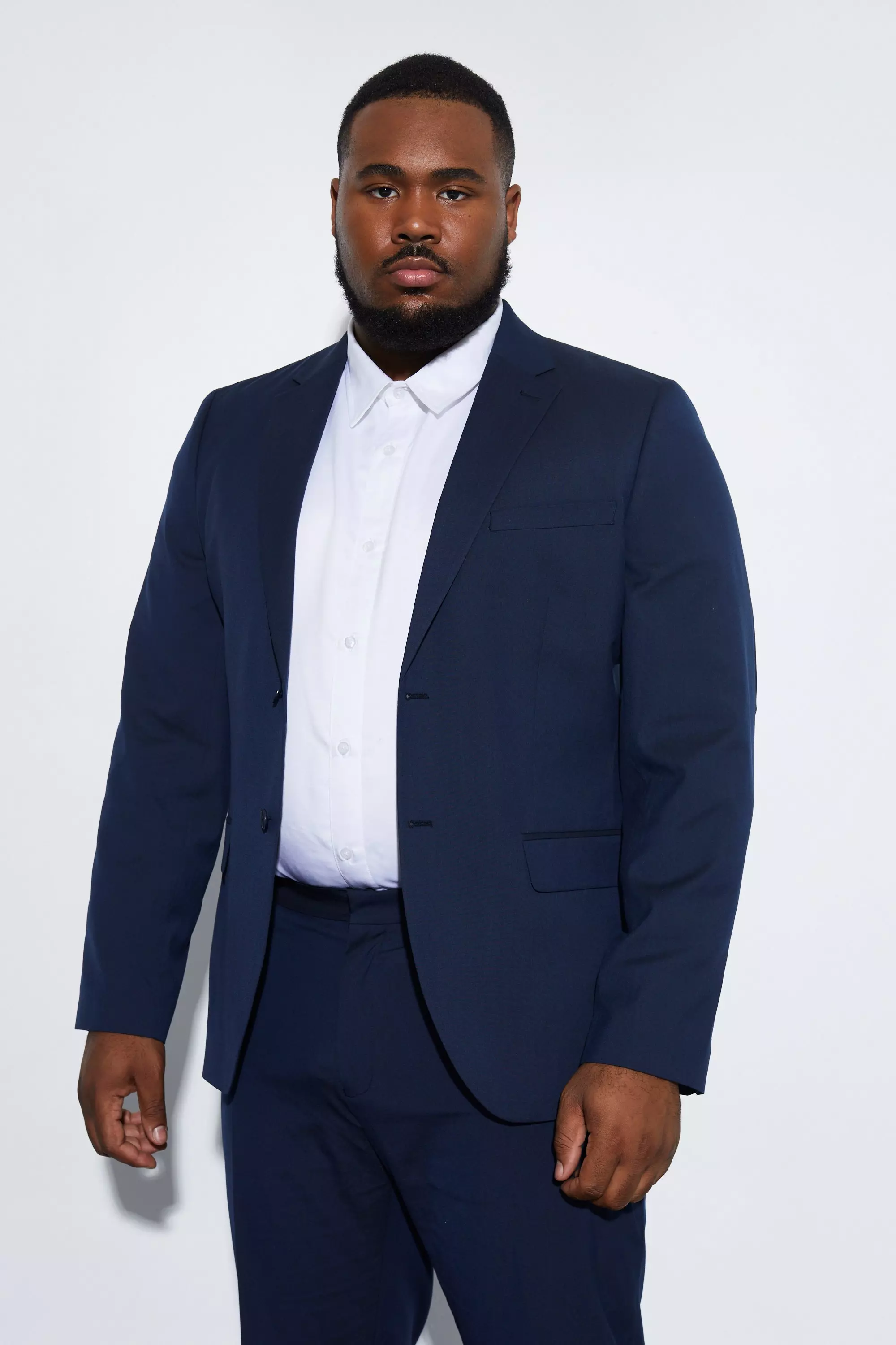 Plus size hot sale navy suit