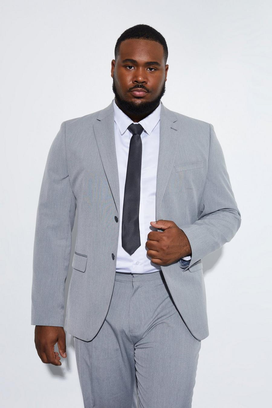 Grey Plus Slim Single Breasted Suit Jacket image number 1