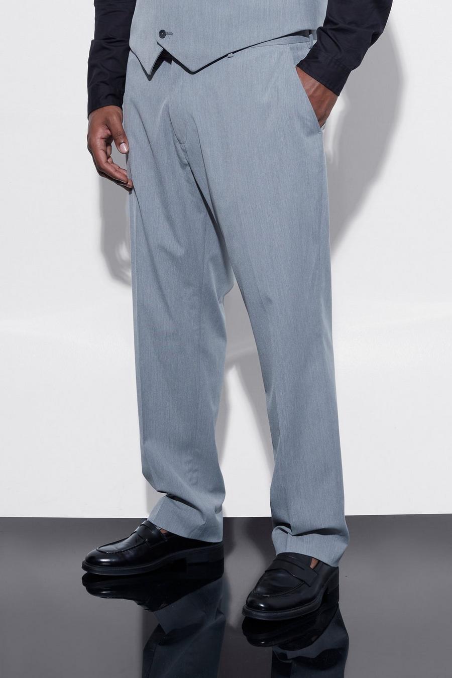 אפור grigio מכנסי חליפה בגזרה צרה, מידות גדולות