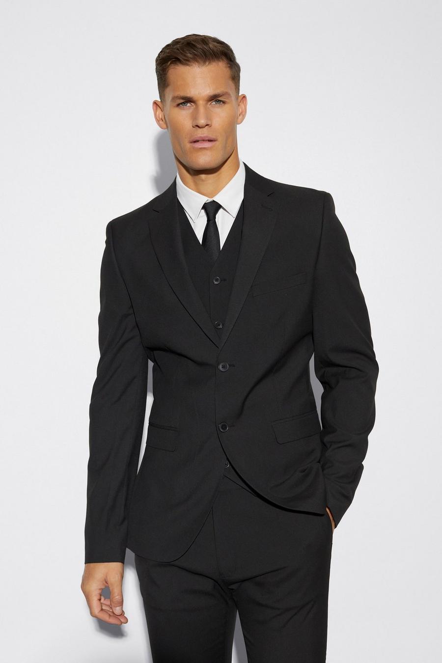 Black Tall Skinny Single Breasted Suit Jacket