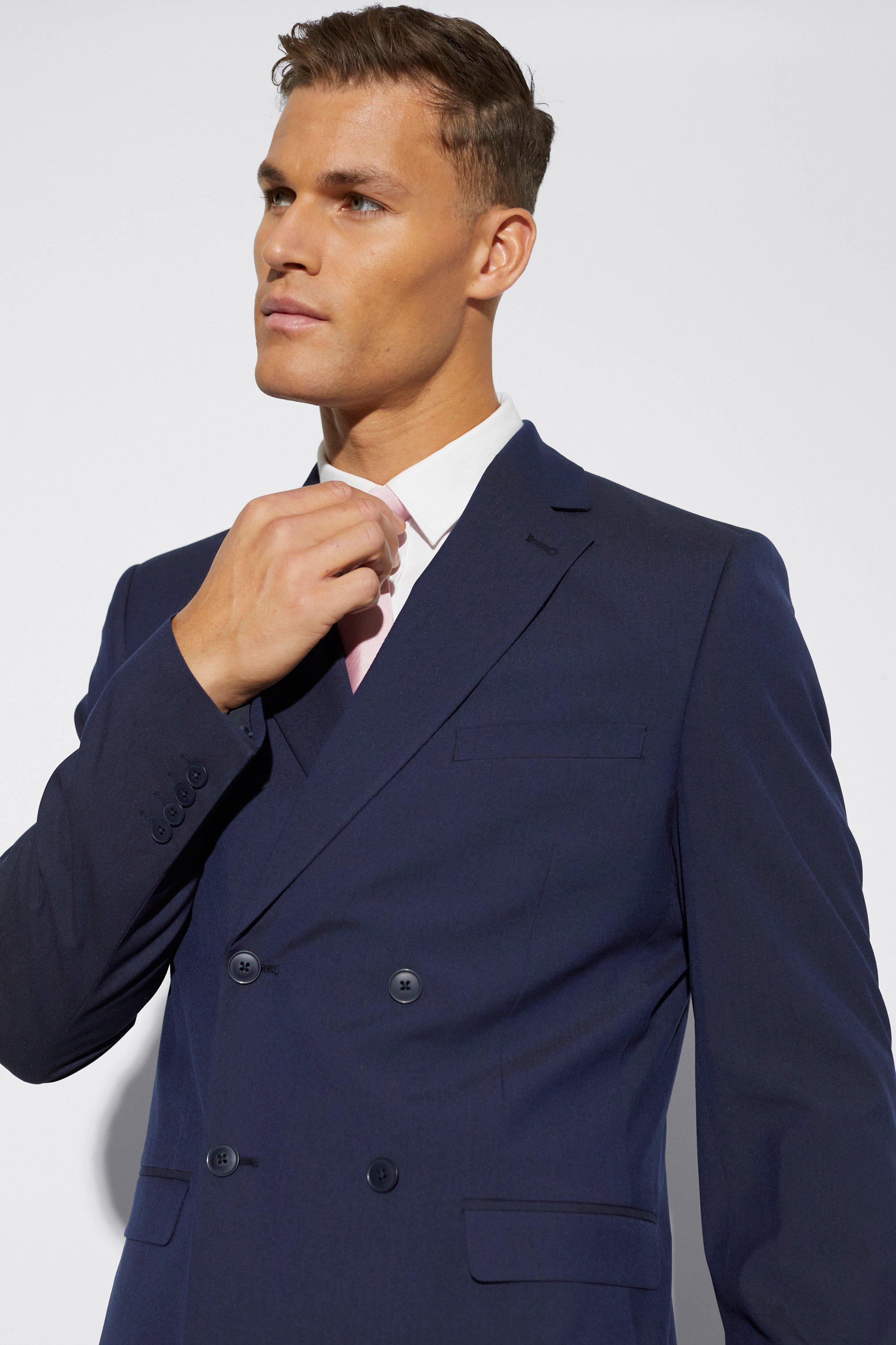 boohoo Men's Slim Double Breasted Suit Jacket