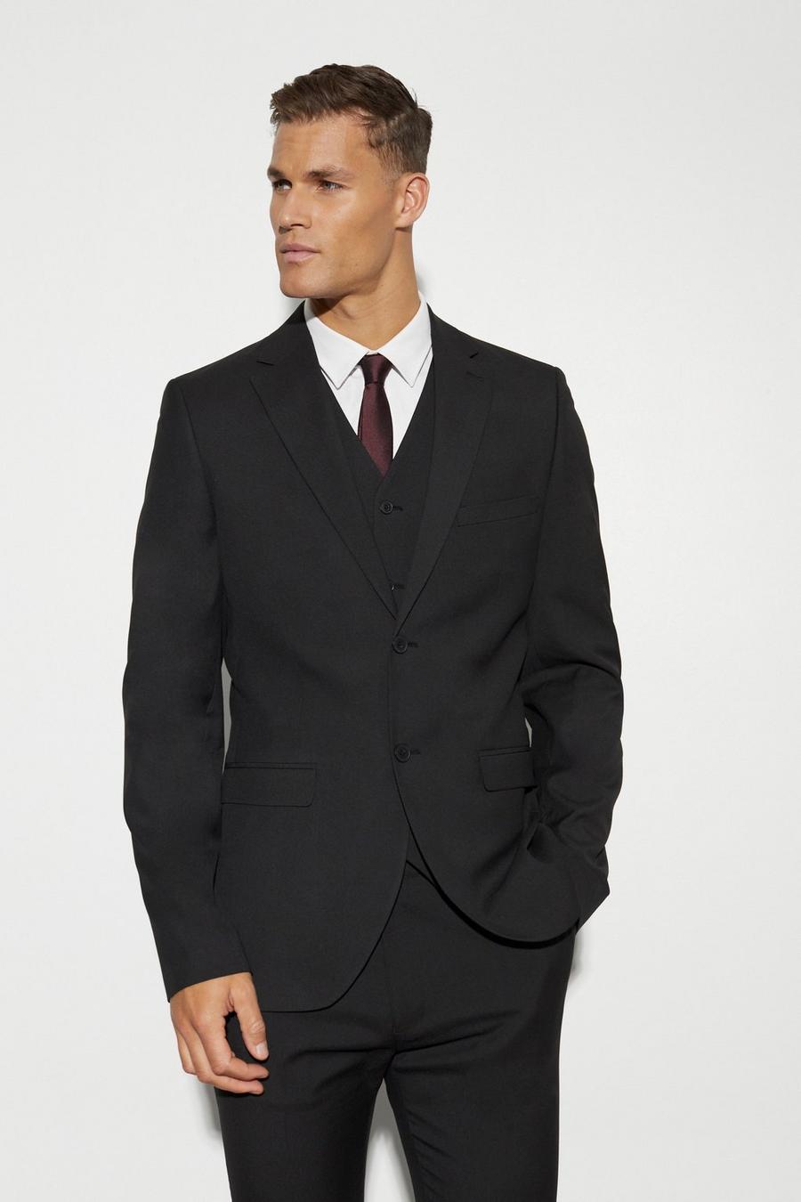 Black Tall Slim Single Breasted Suit Jacket image number 1