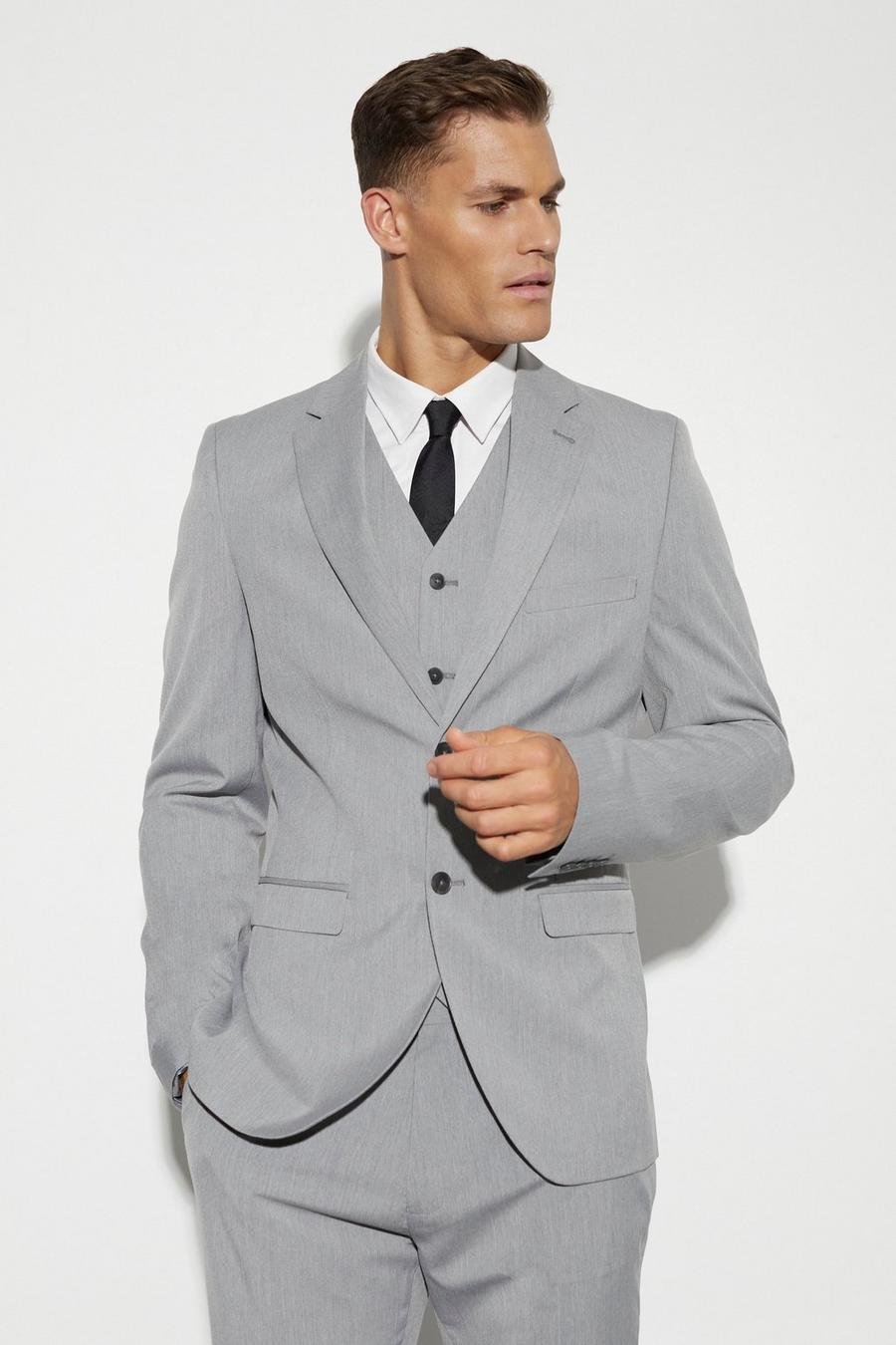 Chaqueta de traje Tall ajustada con botonadura, Grey image number 1