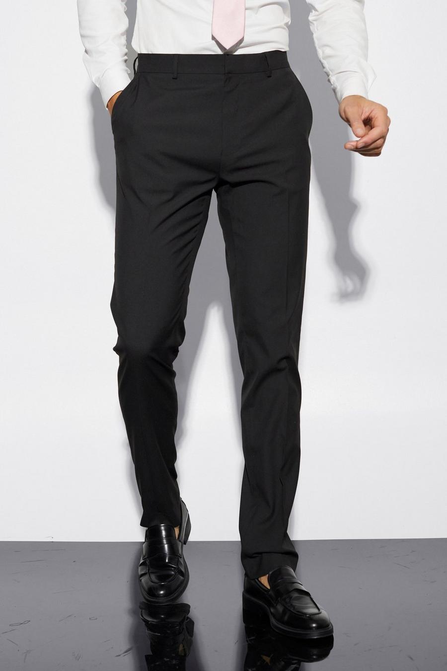Black Tall Slim Suit ruffled Trousers